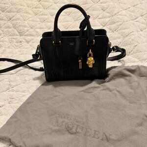 Alexander McQueen Croc Embossed Mini Padlock Bag